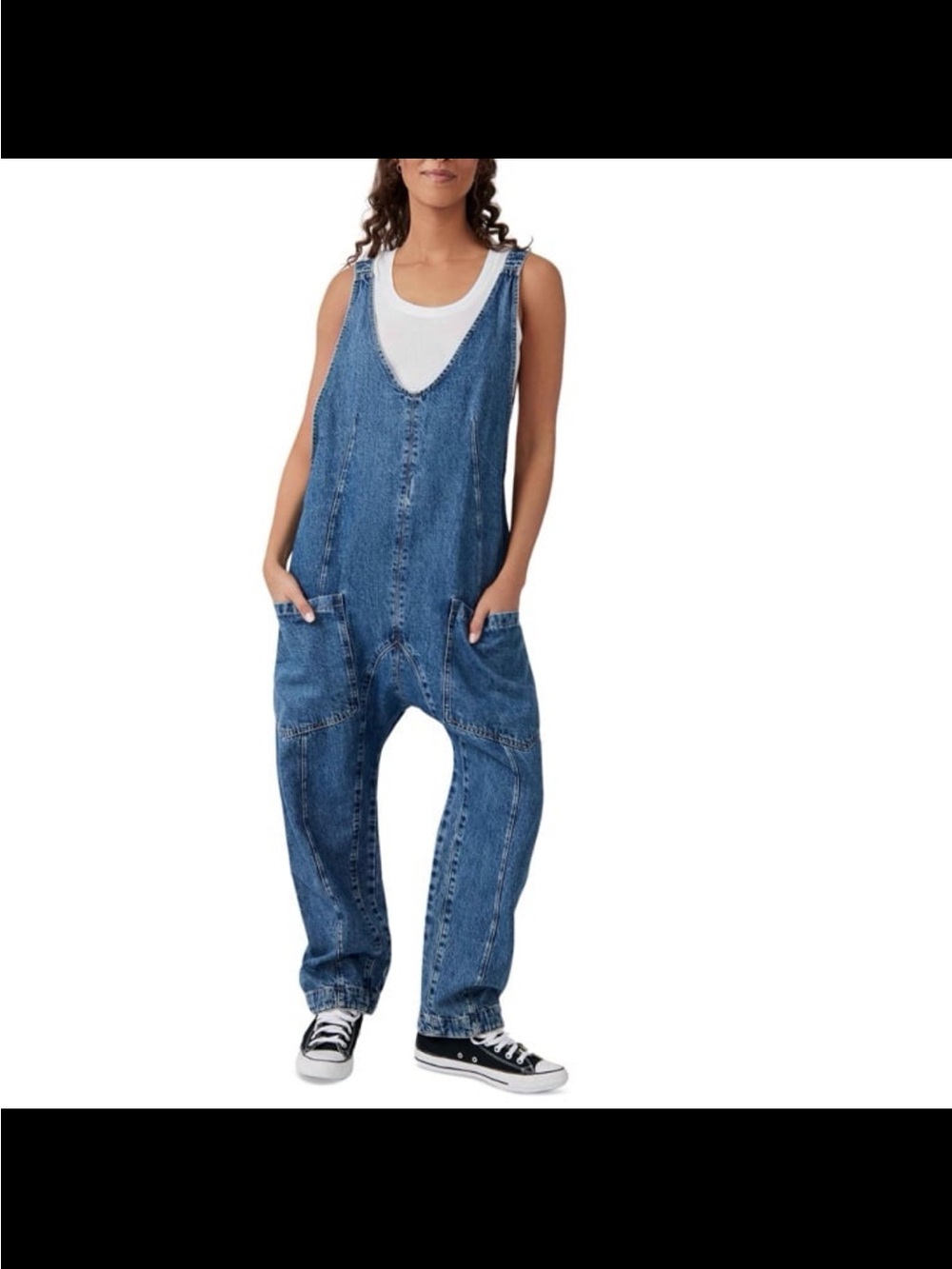 NWT free people women’s high roller sleeveless jumpsuit blue medium